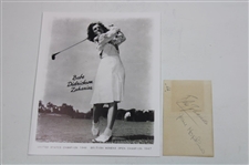 Babe Zaharias Signed Cut w/Babe Didrickson Zaharias Promo Photo JSA ALOA