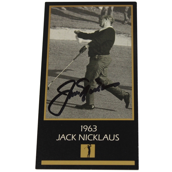 Jack Nicklaus Signed 1963 Masters of Golf Grand Slam Ventures Golf Card JSA ALOA