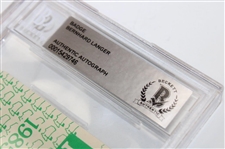 Bernhard Langer Signed 1985 Masters Series Badge #A0358 Beckett #00015429746