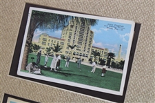 Eight (8) Matted Vintage Golfing Post Cards