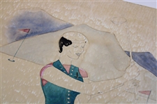 Original Water Color Drawing For Golf Outfit On Board