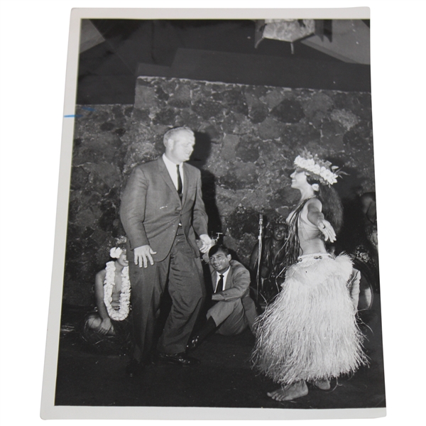 c.1960s Jack Nicklaus w/ Hula Dancer Original Snapshot Photo