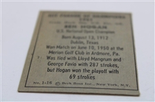 Ben Hogan 1951 Hit Parade of Champions No.1-16 Berk Ross Rookie Card 