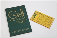 Golf At A Glance The Pocket Pro' By Bob Mcdonald Booklet