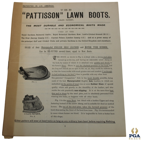 Pattisson Lawn Boots Patent Booklet