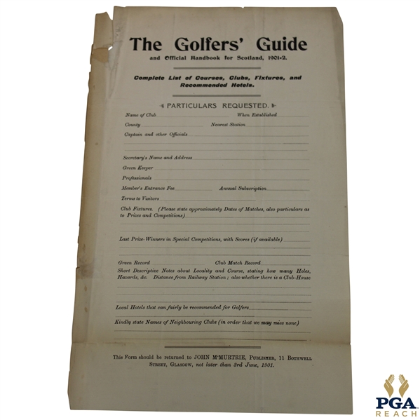The Golfers Guide Official Handbook Of Scotland 1901-2 Page