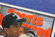 Tiger Woods & Caddy Fluff Signed 1996 Sports Illustrated Magazine Cover FULL BAS #