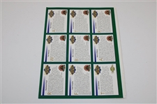 Legends Sports Memorabilia Magazine Uncut Card Sheet with Masters Champs