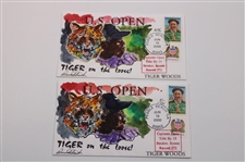 Five (5) Tiger Woods Ltd Ed 2000 US Open at Pebble Beach Cachets by Artists Kendal Bevil & Warren Reed