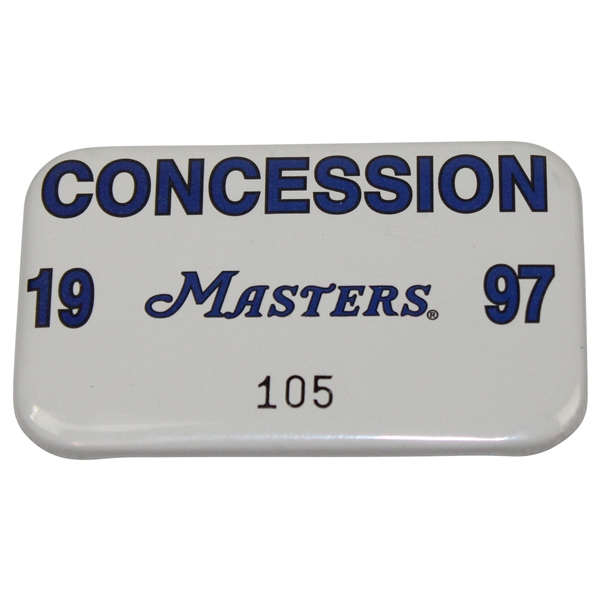 1997 Masters Concession Badge #105 - Tiger Woods Win