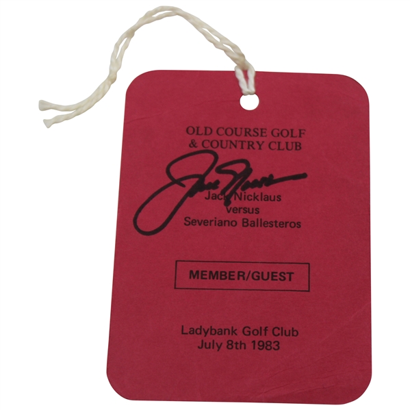 Jack Nicklaus Signed 1983 Nicklaus vs Ballesteros Member/Guest Ticket JSA ALOA