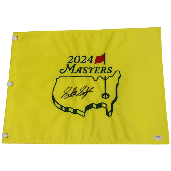Scottie Scheffler Signed 2024 Masters Embroidered Flag - Great Sig PSA #AN77478