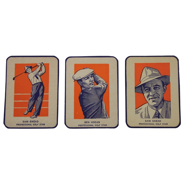 Ben Hogan & Two (2) Sam Snead 1952 Wheaties Professional Golf Star Cut Cards