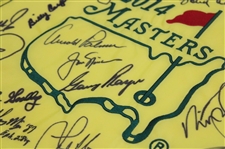 Palmer, Nicklaus & Player 'Big 3' Center Signed 2014 Masters Champions Dinner Flag w/31 JSA ALOA