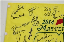 Palmer, Nicklaus & Player 'Big 3' Center Signed 2014 Masters Champions Dinner Flag w/31 JSA ALOA