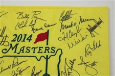 Palmer, Nicklaus & Player 'Big 3' Center Signed 2014 Masters Champions Dinner Flag w/31 JSA ALOA