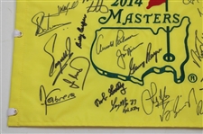 Palmer, Nicklaus & Player 'Big 3' Center Signed 2014 Masters Champions Dinner Flag w/31 JSA ALOA