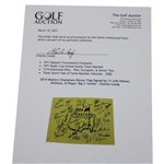 Palmer, Nicklaus & Player 'Big 3' Center Signed 2014 Masters Champions Dinner Flag w/31 JSA ALOA
