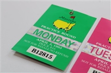 1995 Masters Tournament Monday, Tuesday & Wednesday Practice Rd Tickets - Ben Crenshaw Winner