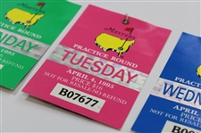 1995 Masters Tournament Monday, Tuesday & Wednesday Practice Rd Tickets - Ben Crenshaw Winner