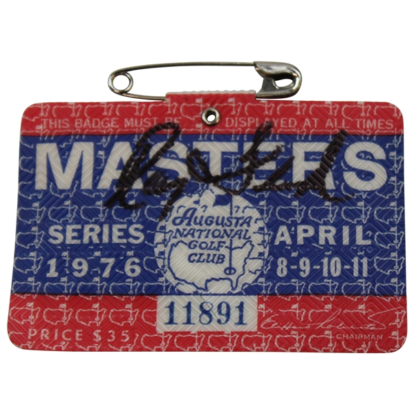 Raymond Floyd Signed 1976 Masters Tournament SERIES Badge #11891 JSA ALOA