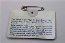 Fuzzy Zoeller Signed 1979 Masters Tournament SERIES Badge #10527 JSA ALOA