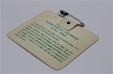 Bernhard Langer Signed 1985 Masters Tournament SERIES Badge #A3047 JSA ALOA