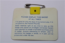 Larry Mize Signed 1987 Masters Tournament SERIES Badge #X01705 JSA ALOA