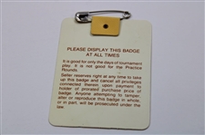 Sandy Lyle Signed 1988 Masters Tournament SERIES Badge #X8894 JSA ALOA