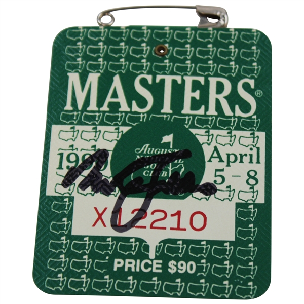 Nick Faldo Signed 1990 Masters Tournament SERIES Badge #X12210 JSA ALOA