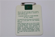 Nick Faldo Signed 1990 Masters Tournament SERIES Badge #X12210 JSA ALOA