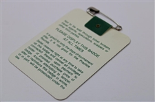 Nick Faldo Signed 1990 Masters Tournament SERIES Badge #X12210 JSA ALOA