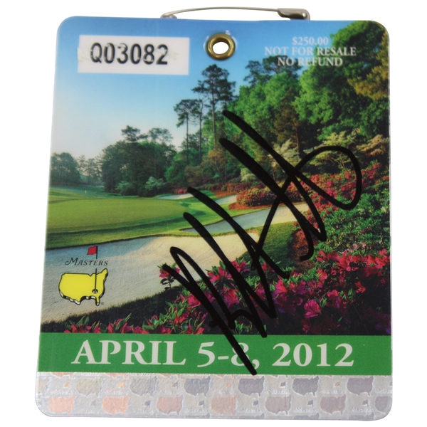 Bubba Watson Signed 2012 Masters Tournament SERIES Badge #Q03082 JSA ALOA