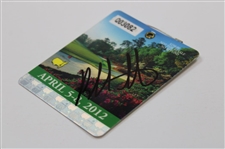 Bubba Watson Signed 2012 Masters Tournament SERIES Badge #Q03082 JSA ALOA