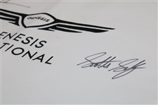 Tiger Woods & Scottie Scheffler Signed 2025 Genesis Invitational Embroidered Flag JSA ALOA