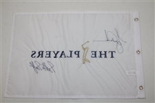 Tiger Woods & Scottie Scheffler Signed The Players Championship Embroidered Flag JSA ALOA
