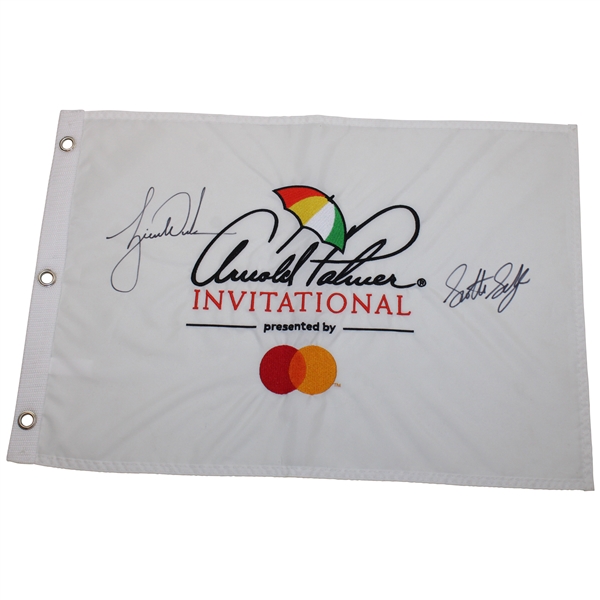 Tiger Woods & Scottie Scheffler Signed Arnold Palmer Invitational Embroidered Flag JSA ALOA
