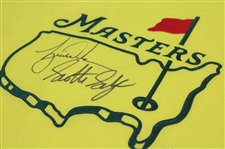Tiger Woods & Scottie Scheffler Signed Replica Undated Masters Flag JSA ALOA