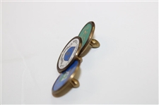 Three (3) Vintage British Open Ball Markers - Carnoustie, Royal Troon, St. Andrews