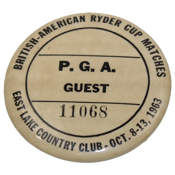 1963 Ryder Cup at East Lake PGA Guest Badge
