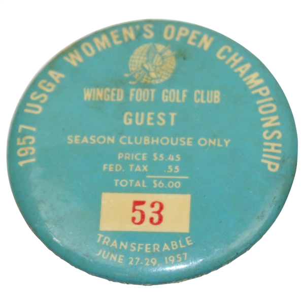 1957 Women’s U.S. Open at Winged Foot Guest Badge