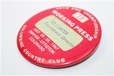 1967 PGA Championship at Columbine Tournament Director Working Press Badge