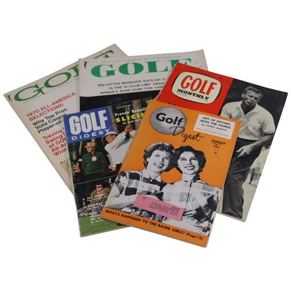 Five (5) Golf Magazines 1953-71 w/ Arnold Palmer, Bauer Sisters etc.