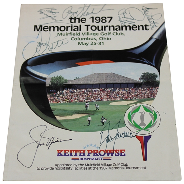 Payne Stewart & Jack Nicklaus Signed 1987 Memorial Tournament Tri Fold Guide JSA ALOA
