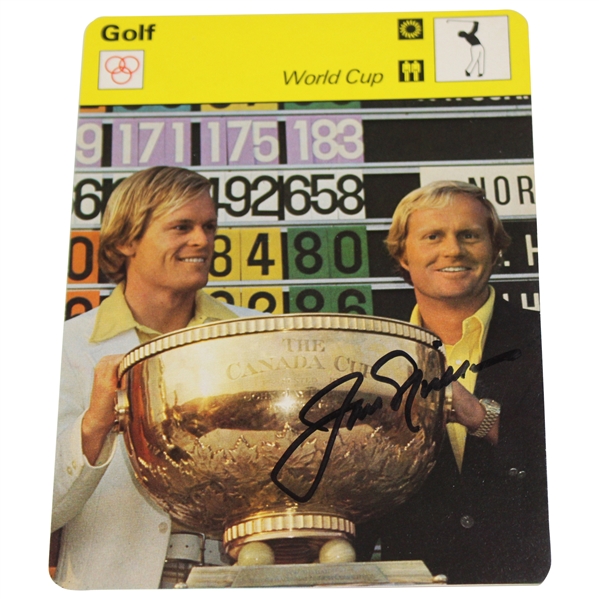 Jack Nicklaus Signed World Cup Oversize Sportscaster Card JSA ALOA