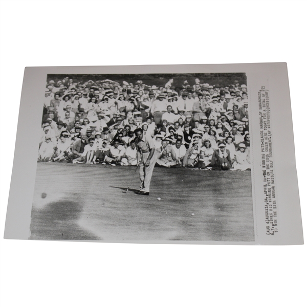 1948 Masters Tournament Claude Harmon Winning Putt AP Wire Photo