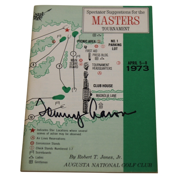 Tommy Aaron Signed 1973 Masters Tournament Spectator Guide JSA ALOA