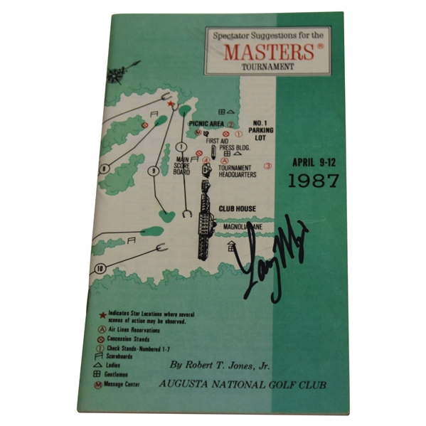 Larry Mize Signed 1987 Masters Tournament Spectator Guide JSA ALOA