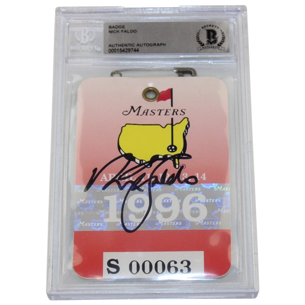 Nick Faldo Signed 1996 Masters Series Badge #S00063