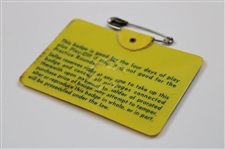 Tommy Aaron Signed 1973 Masters Tournament SERIES Badge #27479 JSA ALOA